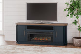 Prime Furniture - Ashley Furniture - Landocken 83" TV Stand - 83" / Brown/Blue - W402-68